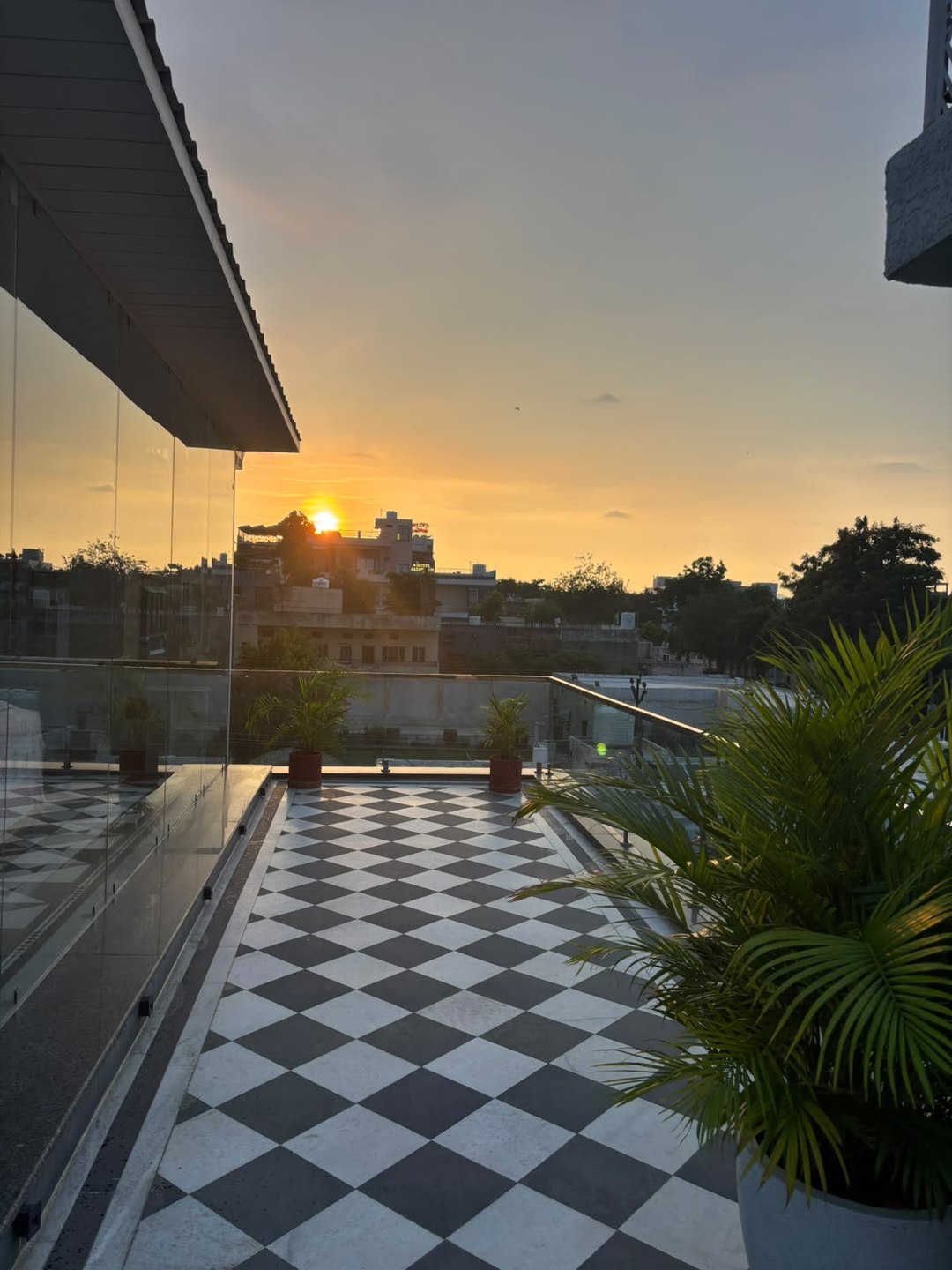 Sunset from the terrace at Casa Idana, Udaipur